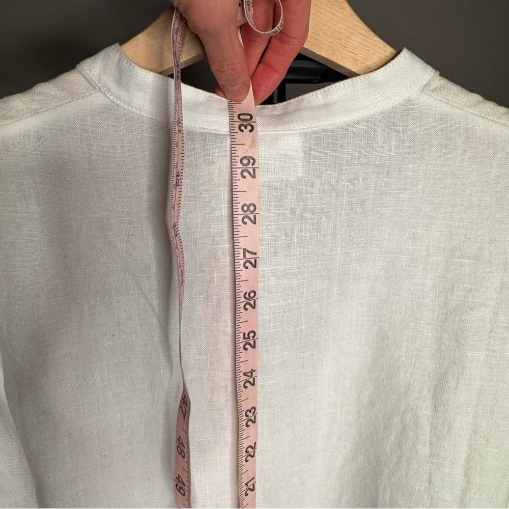 CULTIVER 100% Linen Cristi Long Sleeve Tunic Button Down Shirt w/ Belt White XS - Picture 13 of 15